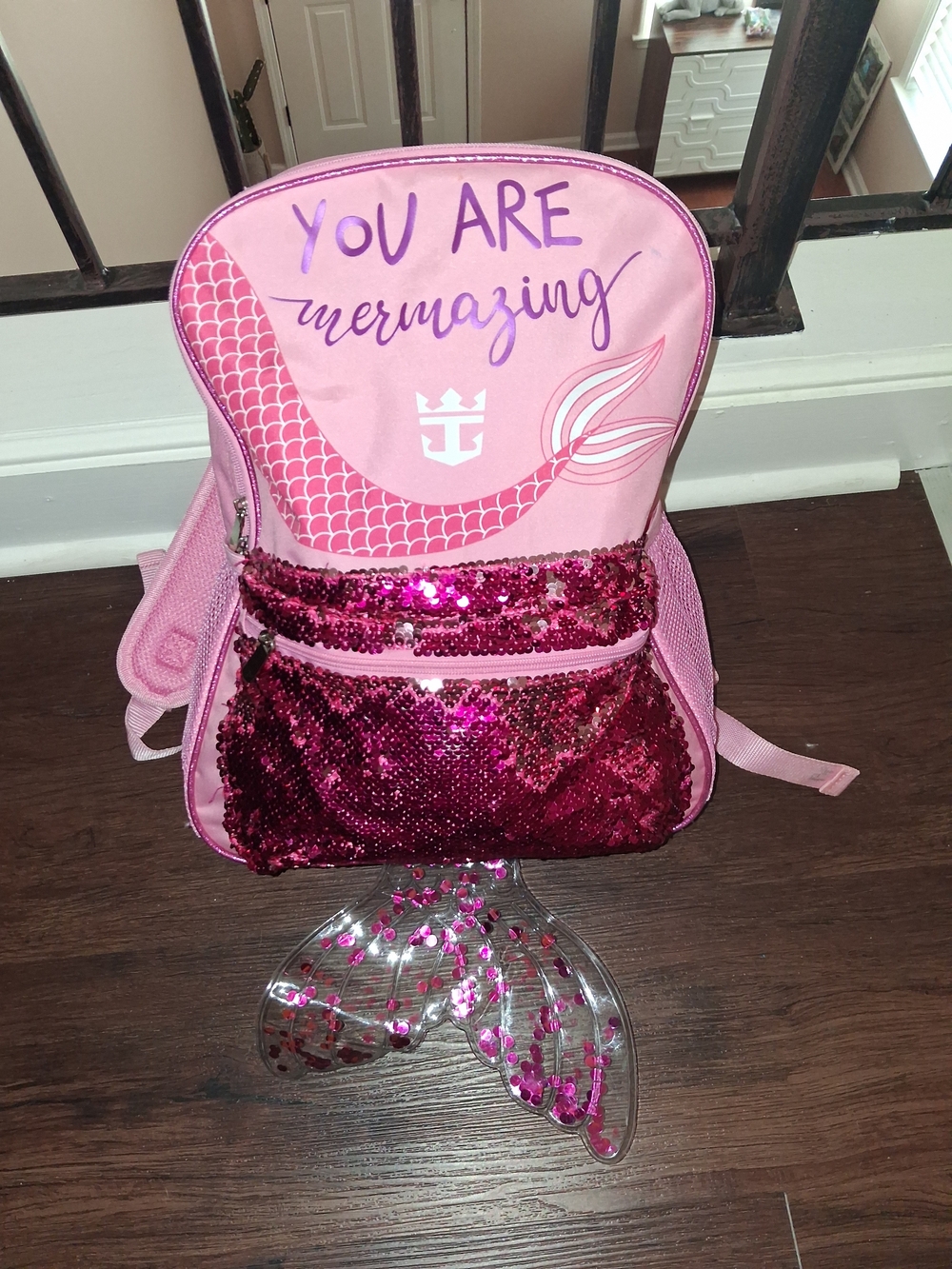 Pink Sequin Mermaid Kids Backpack